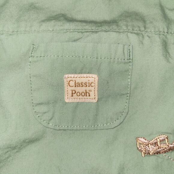 Classic Pooh Baby Romper Green Winnie the Pooh “Fly Up!” Embroidery Outfit 6M - Picture 3 of 10